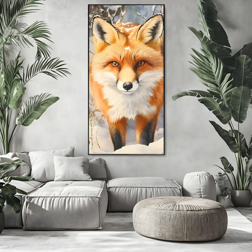 Tablou Canvas Premium, LuxCanva® M1497, O Iarna de Basm, Vulpe, Iarna, Zapada, Frig, Animal, Salbatic, Padure, Dormitor, Birou, Living, Camera Copil