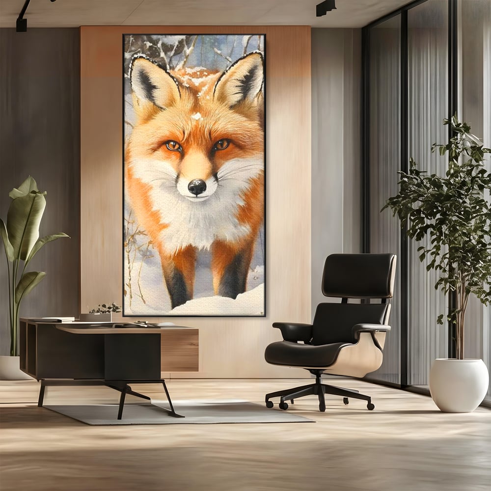 Tablou Canvas Premium, LuxCanva® M1497, O Iarna de Basm, Vulpe, Iarna, Zapada, Frig, Animal, Salbatic, Padure, Dormitor, Birou, Living, Camera Copil