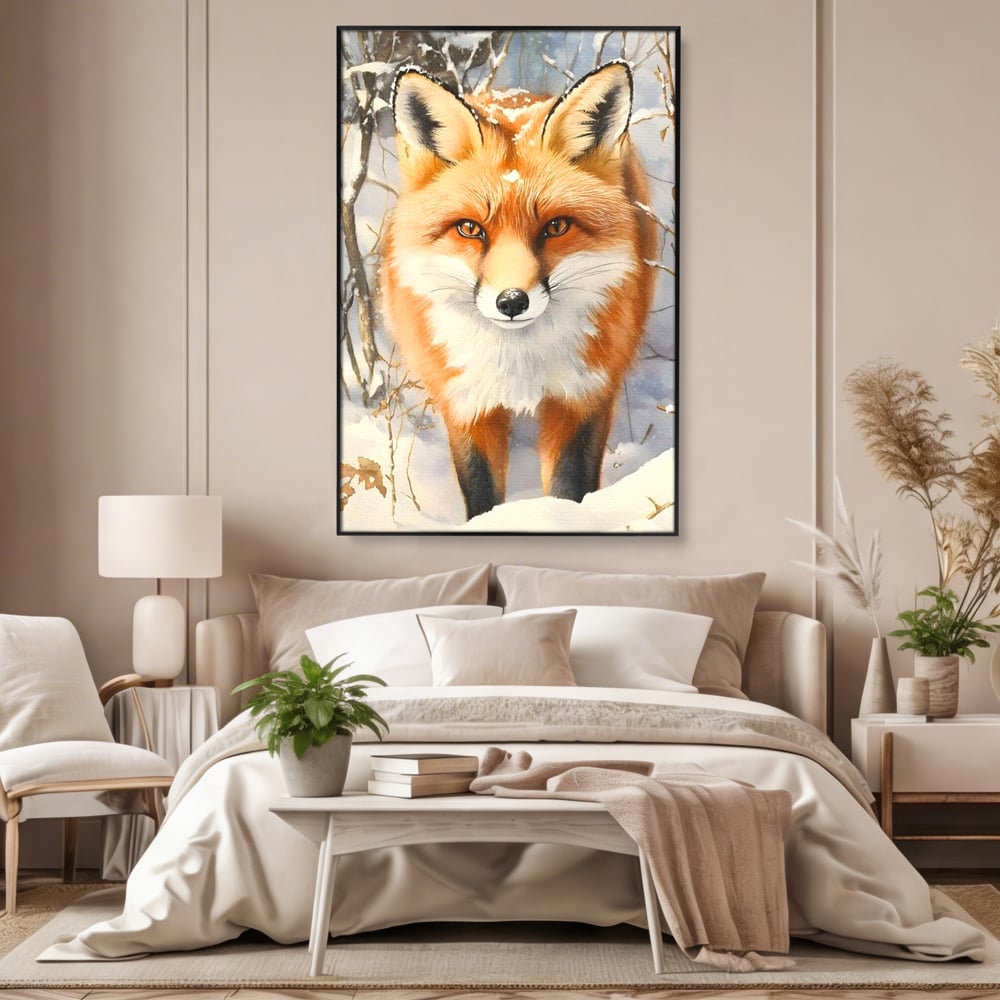 Tablou Canvas Premium, LuxCanva® M1497, O Iarna de Basm, Vulpe, Iarna, Zapada, Frig, Animal, Salbatic, Padure, Dormitor, Birou, Living, Camera Copil