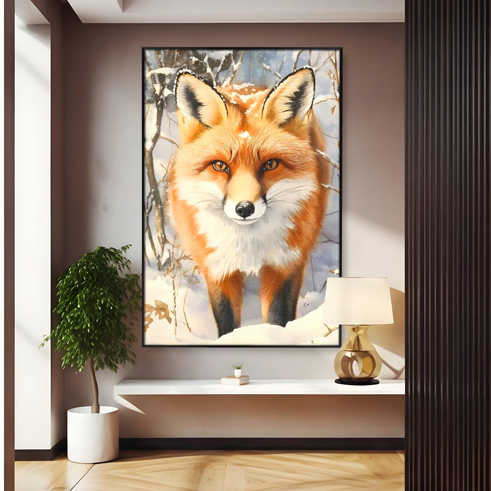 Tablou Canvas Premium, LuxCanva® M1497, O Iarna de Basm, Vulpe, Iarna, Zapada, Frig, Animal, Salbatic, Padure, Dormitor, Birou, Living, Camera Copil