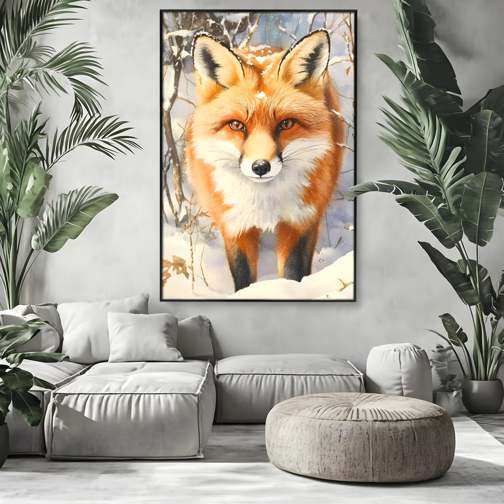Tablou Canvas Premium, LuxCanva® M1497, O Iarna de Basm, Vulpe, Iarna, Zapada, Frig, Animal, Salbatic, Padure, Dormitor, Birou, Living, Camera Copil