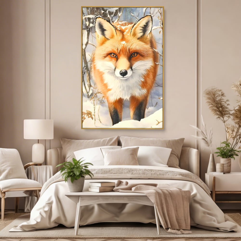Tablou Canvas Premium, LuxCanva® M1497, O Iarna de Basm, Vulpe, Iarna, Zapada, Frig, Animal, Salbatic, Padure, Dormitor, Birou, Living, Camera Copil