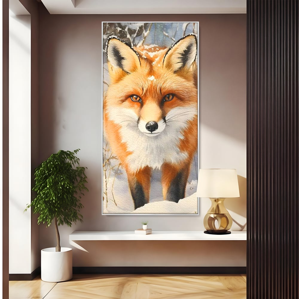 Tablou Canvas Premium, LuxCanva® M1497, O Iarna de Basm, Vulpe, Iarna, Zapada, Frig, Animal, Salbatic, Padure, Dormitor, Birou, Living, Camera Copil