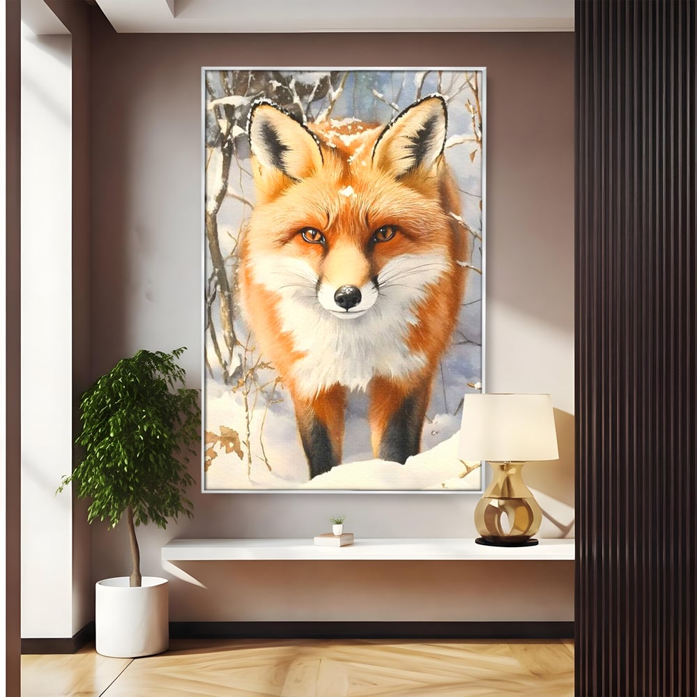 Tablou Canvas Premium, LuxCanva® M1497, O Iarna de Basm, Vulpe, Iarna, Zapada, Frig, Animal, Salbatic, Padure, Dormitor, Birou, Living, Camera Copil