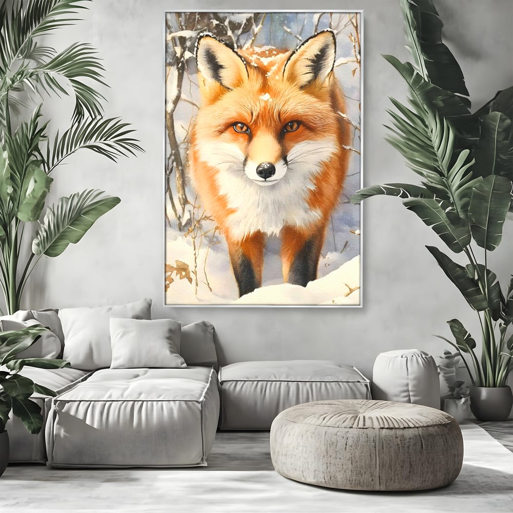 Tablou Canvas Premium, LuxCanva® M1497, O Iarna de Basm, Vulpe, Iarna, Zapada, Frig, Animal, Salbatic, Padure, Dormitor, Birou, Living, Camera Copil