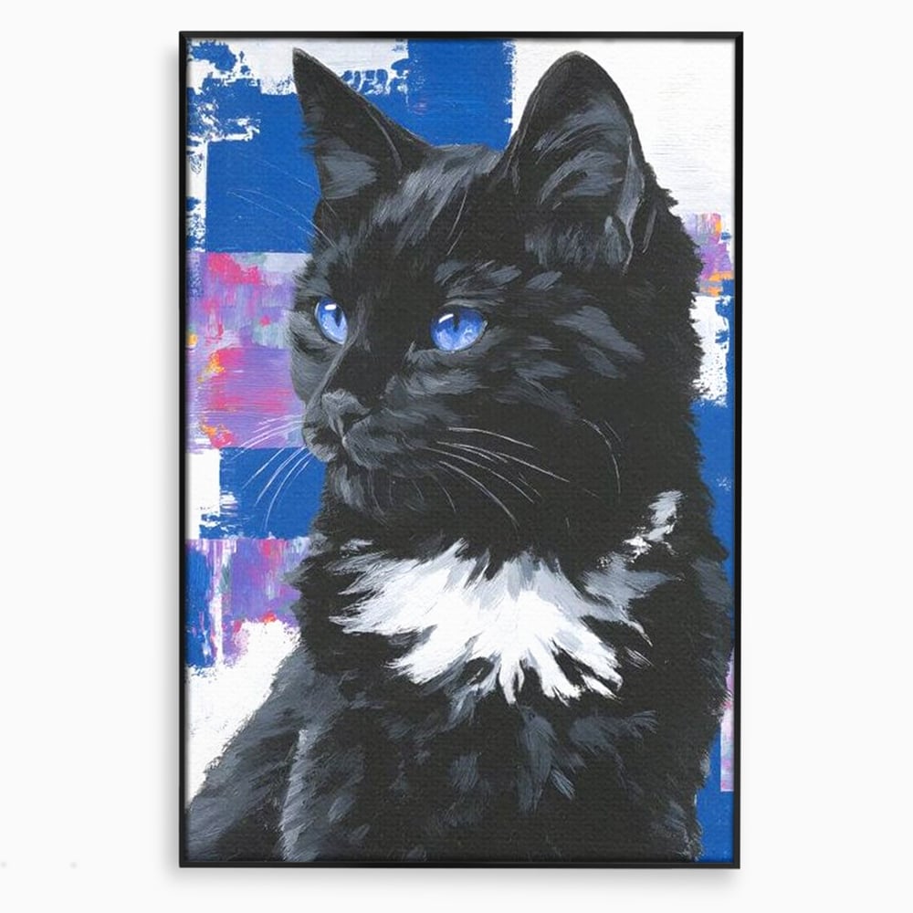 Leinwand Wandkunst Canvas Wandkunst Premium, LuxCanva® M1500, Nachtatem, Katze, Feline, pelzig, modern, urban, elegant, anmutig, Schlafzimmer, Büro, Wohnzimmer, Babyzimmer