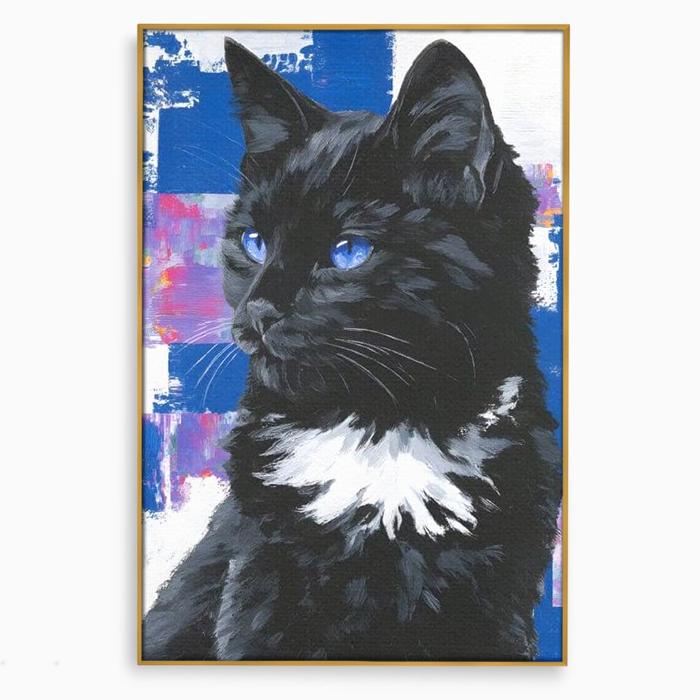 Leinwand Wandkunst Canvas Wandkunst Premium, LuxCanva® M1500, Nachtatem, Katze, Feline, pelzig, modern, urban, elegant, anmutig, Schlafzimmer, Büro, Wohnzimmer, Babyzimmer