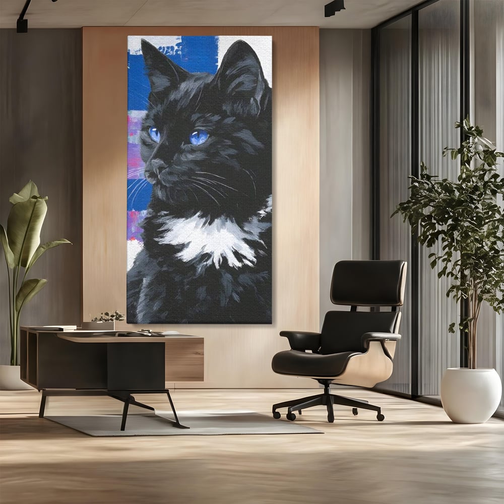 Leinwand Wandkunst Canvas Wandkunst Premium, LuxCanva® M1500, Nachtatem, Katze, Feline, pelzig, modern, urban, elegant, anmutig, Schlafzimmer, Büro, Wohnzimmer, Babyzimmer
