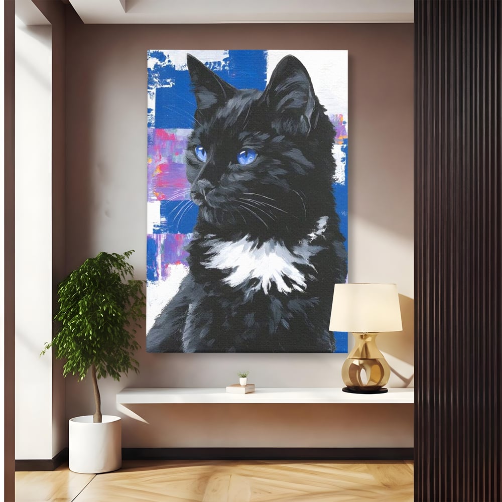 Leinwand Wandkunst Canvas Wandkunst Premium, LuxCanva® M1500, Nachtatem, Katze, Feline, pelzig, modern, urban, elegant, anmutig, Schlafzimmer, Büro, Wohnzimmer, Babyzimmer