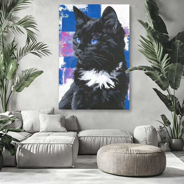 Leinwand Wandkunst Canvas Wandkunst Premium, LuxCanva® M1500, Nachtatem, Katze, Feline, pelzig, modern, urban, elegant, anmutig, Schlafzimmer, Büro, Wohnzimmer, Babyzimmer