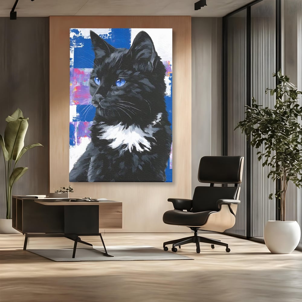 Leinwand Wandkunst Canvas Wandkunst Premium, LuxCanva® M1500, Nachtatem, Katze, Feline, pelzig, modern, urban, elegant, anmutig, Schlafzimmer, Büro, Wohnzimmer, Babyzimmer