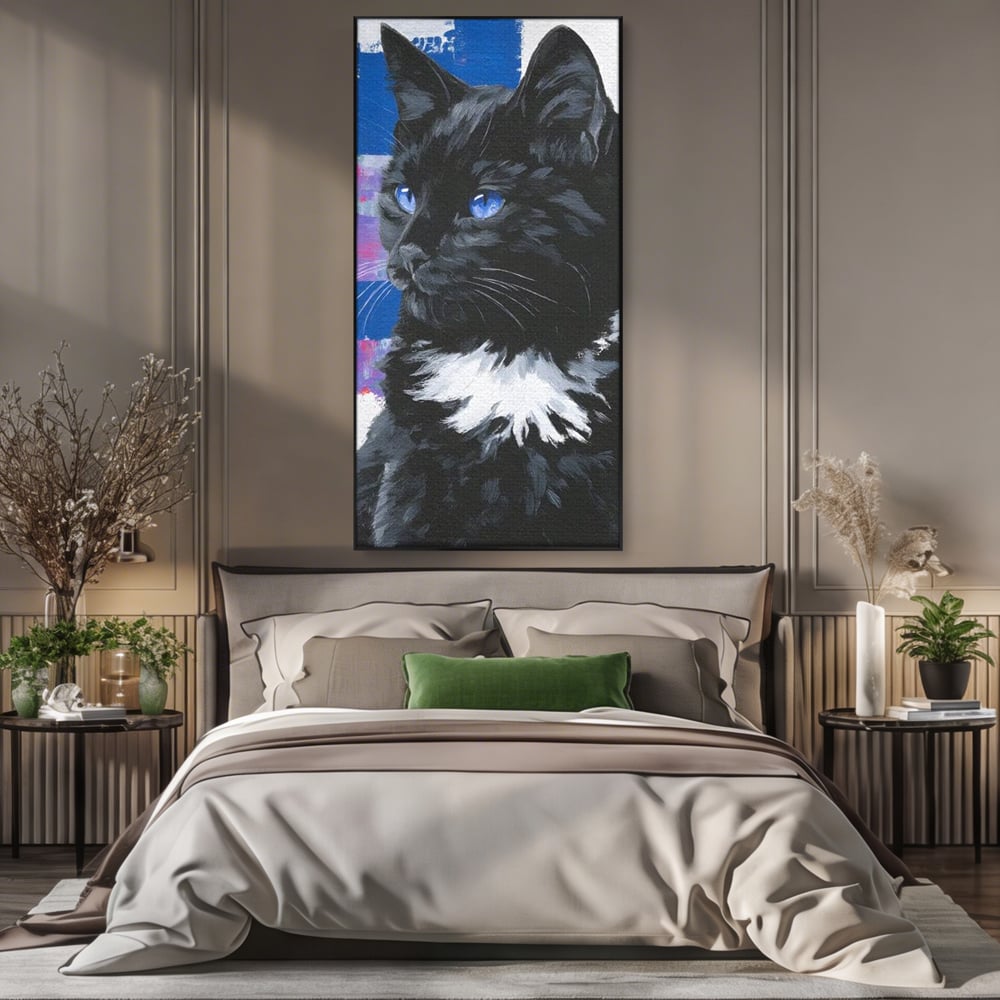 Leinwand Wandkunst Canvas Wandkunst Premium, LuxCanva® M1500, Nachtatem, Katze, Feline, pelzig, modern, urban, elegant, anmutig, Schlafzimmer, Büro, Wohnzimmer, Babyzimmer