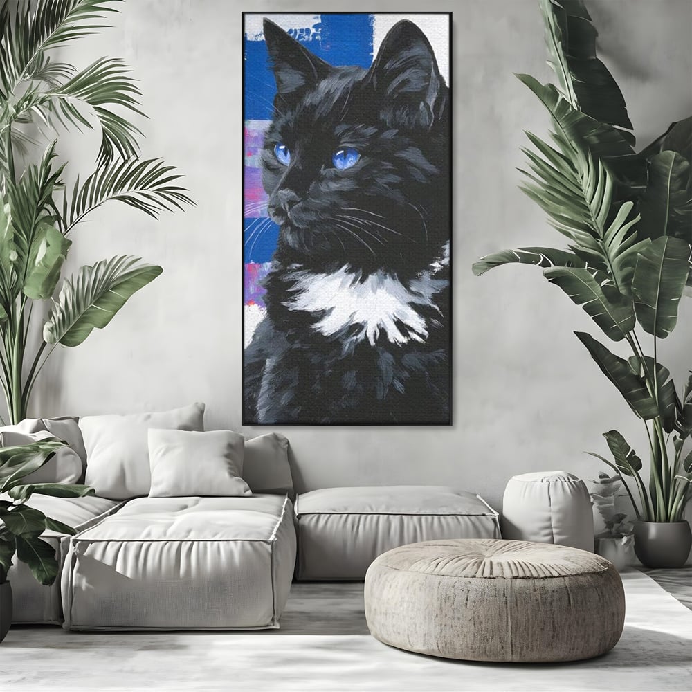 Leinwand Wandkunst Canvas Wandkunst Premium, LuxCanva® M1500, Nachtatem, Katze, Feline, pelzig, modern, urban, elegant, anmutig, Schlafzimmer, Büro, Wohnzimmer, Babyzimmer