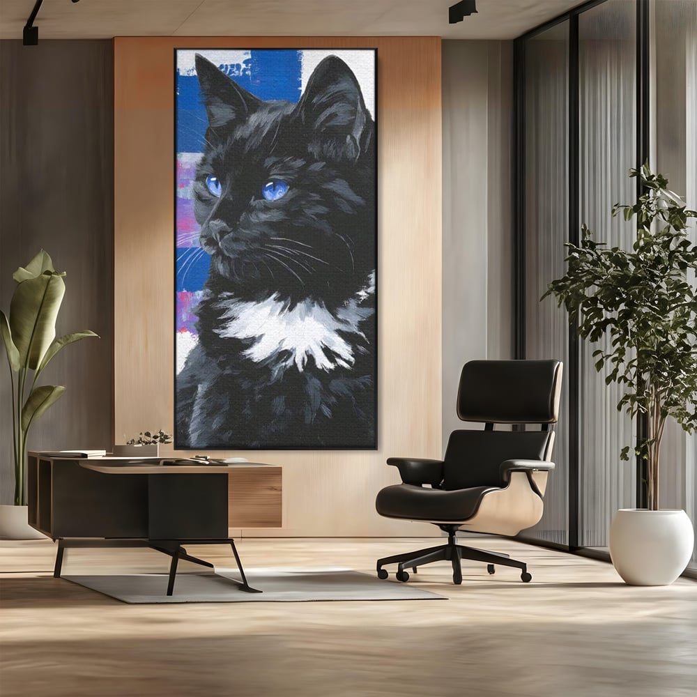 Leinwand Wandkunst Canvas Wandkunst Premium, LuxCanva® M1500, Nachtatem, Katze, Feline, pelzig, modern, urban, elegant, anmutig, Schlafzimmer, Büro, Wohnzimmer, Babyzimmer