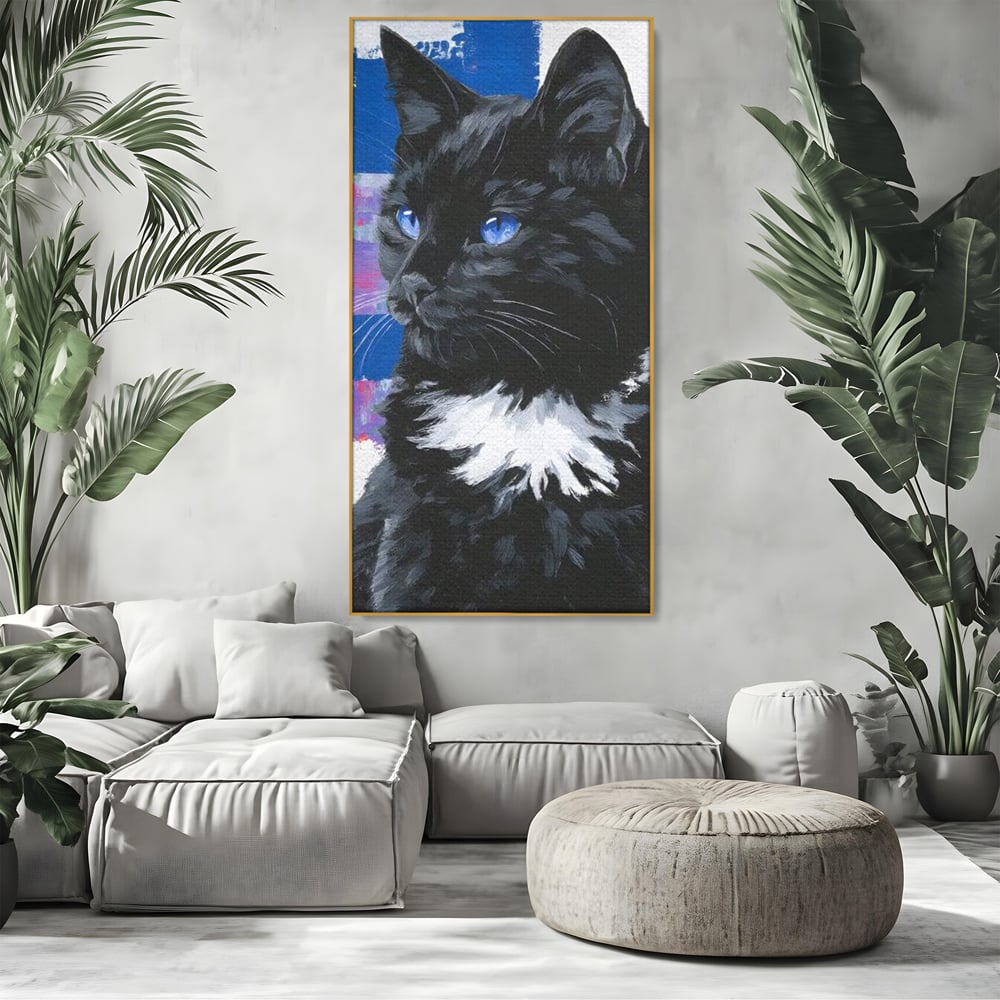 Leinwand Wandkunst Canvas Wandkunst Premium, LuxCanva® M1500, Nachtatem, Katze, Feline, pelzig, modern, urban, elegant, anmutig, Schlafzimmer, Büro, Wohnzimmer, Babyzimmer