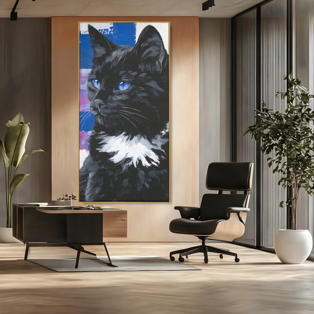 Leinwand Wandkunst Canvas Wandkunst Premium, LuxCanva® M1500, Nachtatem, Katze, Feline, pelzig, modern, urban, elegant, anmutig, Schlafzimmer, Büro, Wohnzimmer, Babyzimmer