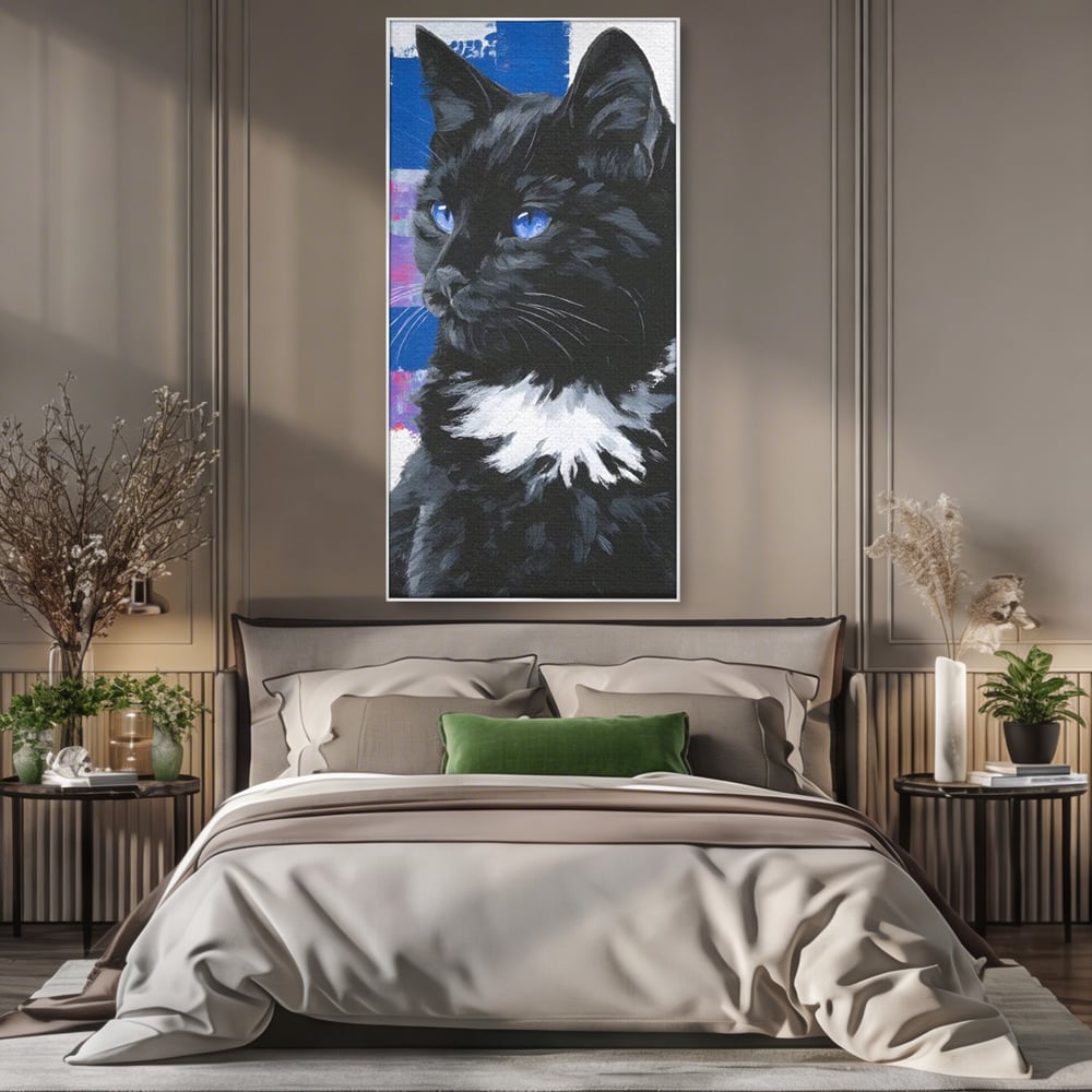Leinwand Wandkunst Canvas Wandkunst Premium, LuxCanva® M1500, Nachtatem, Katze, Feline, pelzig, modern, urban, elegant, anmutig, Schlafzimmer, Büro, Wohnzimmer, Babyzimmer