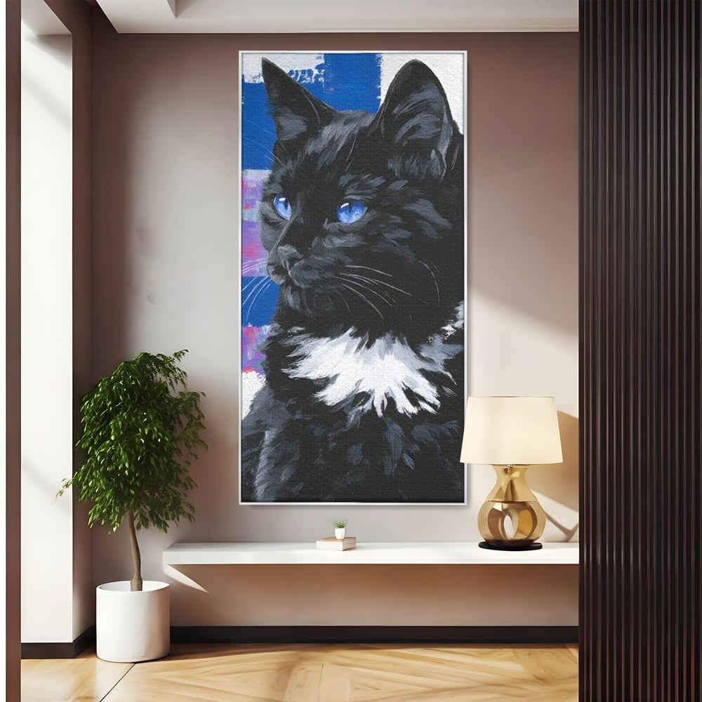 Leinwand Wandkunst Canvas Wandkunst Premium, LuxCanva® M1500, Nachtatem, Katze, Feline, pelzig, modern, urban, elegant, anmutig, Schlafzimmer, Büro, Wohnzimmer, Babyzimmer