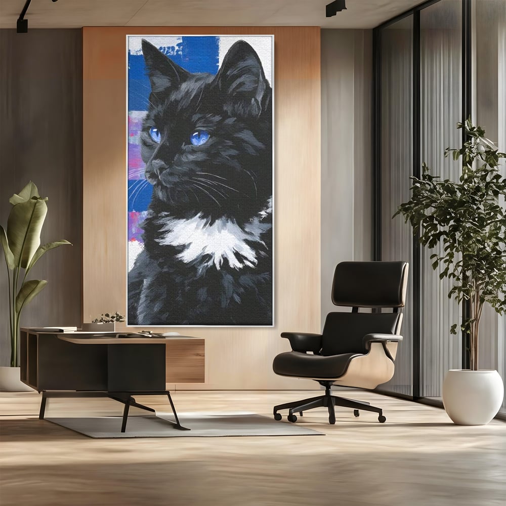 Leinwand Wandkunst Canvas Wandkunst Premium, LuxCanva® M1500, Nachtatem, Katze, Feline, pelzig, modern, urban, elegant, anmutig, Schlafzimmer, Büro, Wohnzimmer, Babyzimmer