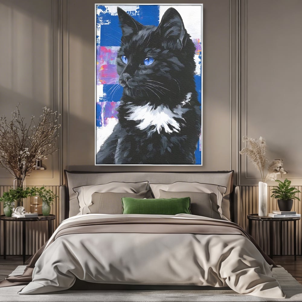 Leinwand Wandkunst Canvas Wandkunst Premium, LuxCanva® M1500, Nachtatem, Katze, Feline, pelzig, modern, urban, elegant, anmutig, Schlafzimmer, Büro, Wohnzimmer, Babyzimmer