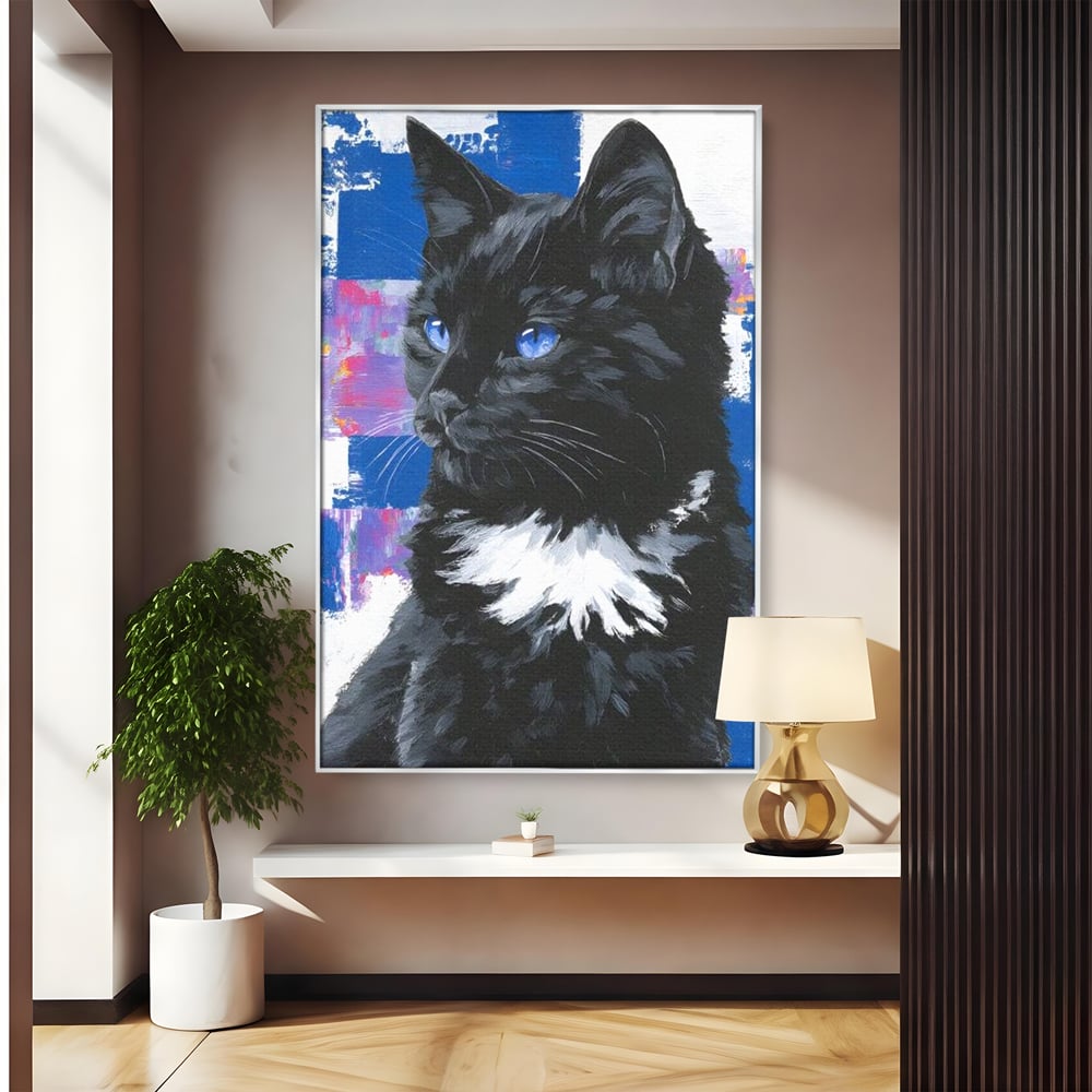 Leinwand Wandkunst Canvas Wandkunst Premium, LuxCanva® M1500, Nachtatem, Katze, Feline, pelzig, modern, urban, elegant, anmutig, Schlafzimmer, Büro, Wohnzimmer, Babyzimmer