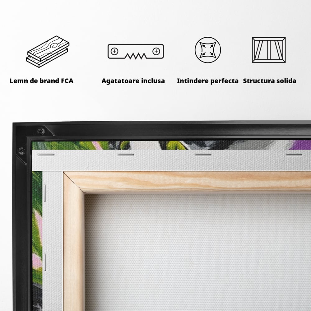 Leinwand Wandkunst Canvas Premium, LuxCanva® M1501, Emerald Lady, Natur, Botanik, Pastell, Malerei, Grün, Blätter, Katze, Tiere, Schlafzimmer, Büro, Wohnzimmer, Kinderzimmer