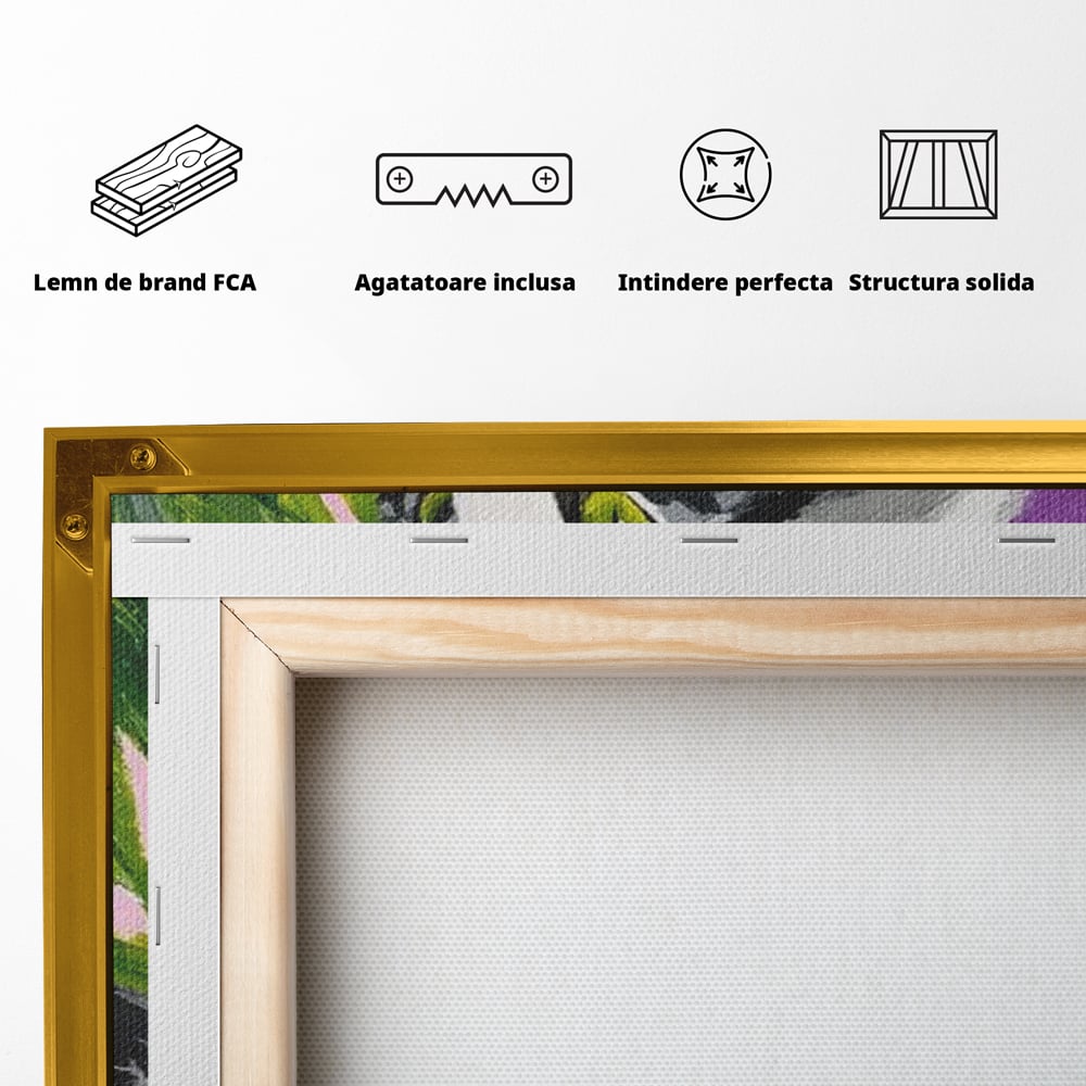 Leinwand Wandkunst Canvas Premium, LuxCanva® M1501, Emerald Lady, Natur, Botanik, Pastell, Malerei, Grün, Blätter, Katze, Tiere, Schlafzimmer, Büro, Wohnzimmer, Kinderzimmer