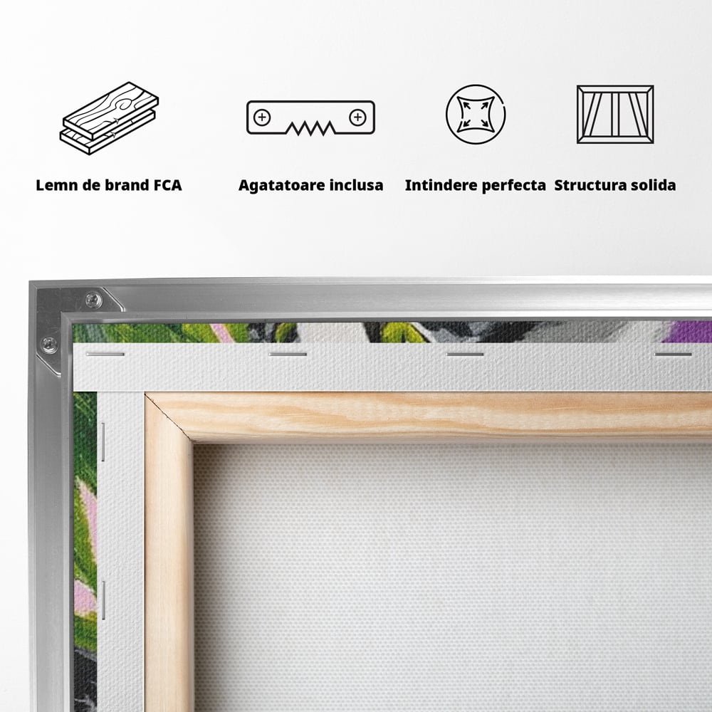 Leinwand Wandkunst Canvas Premium, LuxCanva® M1501, Emerald Lady, Natur, Botanik, Pastell, Malerei, Grün, Blätter, Katze, Tiere, Schlafzimmer, Büro, Wohnzimmer, Kinderzimmer