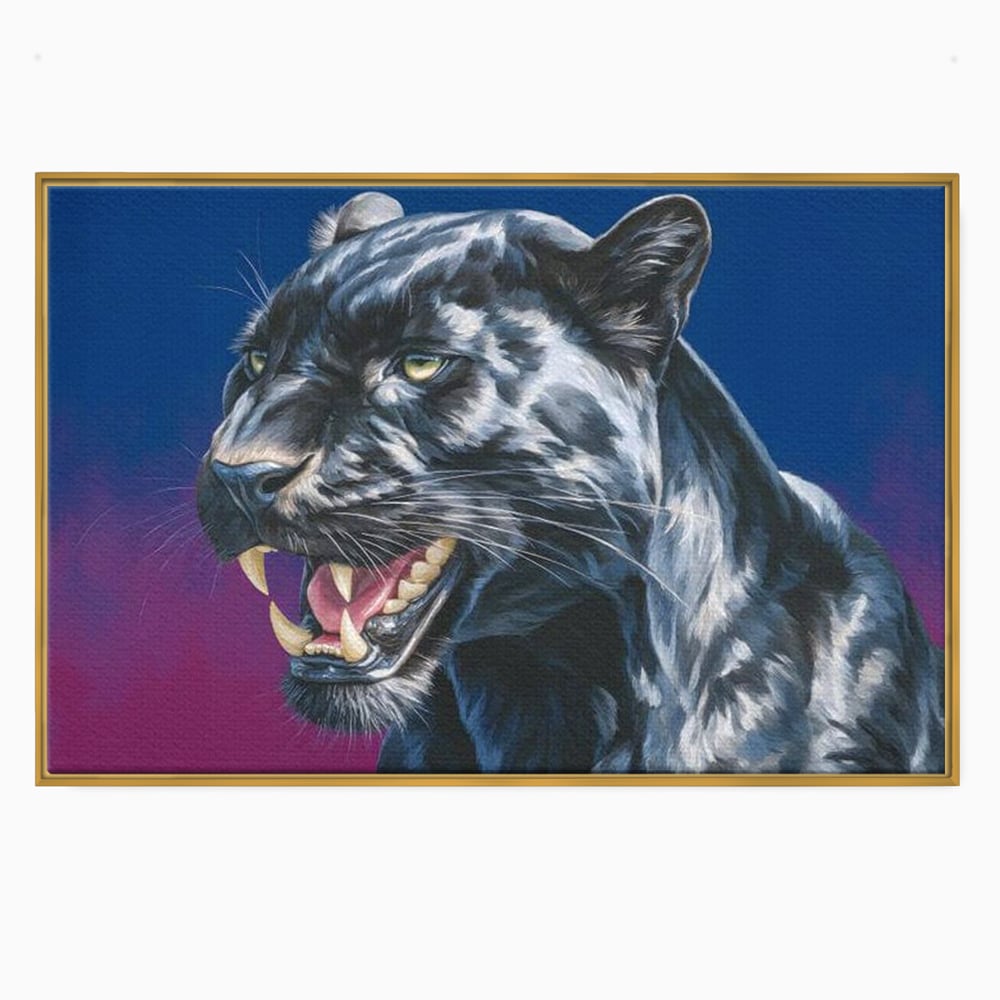 Leinwand Wandkunst Canvas Premium, LuxCanva® M1502, Königin der Schatten, Panther, Panther, Reißzähne, Bestie, Wild, Wildtier, Wild, Raget, Feline, Jäger, Schlafzimmer, Büro, Wohnzimmer, Kinderzimmer