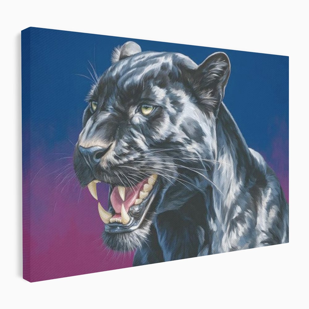 Leinwand Wandkunst Canvas Premium, LuxCanva® M1502, Königin der Schatten, Panther, Panther, Reißzähne, Bestie, Wild, Wildtier, Wild, Raget, Feline, Jäger, Schlafzimmer, Büro, Wohnzimmer, Kinderzimmer