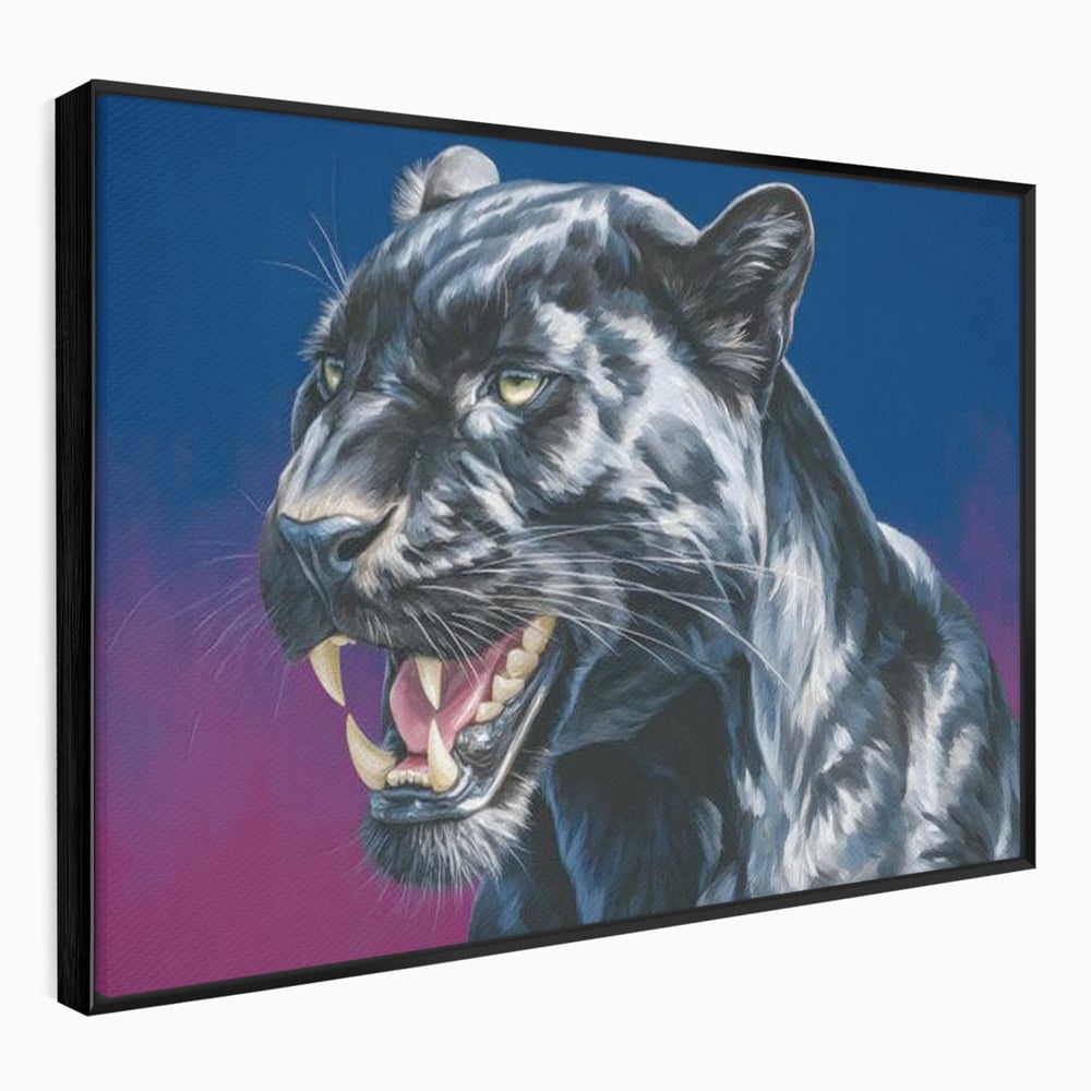 Leinwand Wandkunst Canvas Premium, LuxCanva® M1502, Königin der Schatten, Panther, Panther, Reißzähne, Bestie, Wild, Wildtier, Wild, Raget, Feline, Jäger, Schlafzimmer, Büro, Wohnzimmer, Kinderzimmer