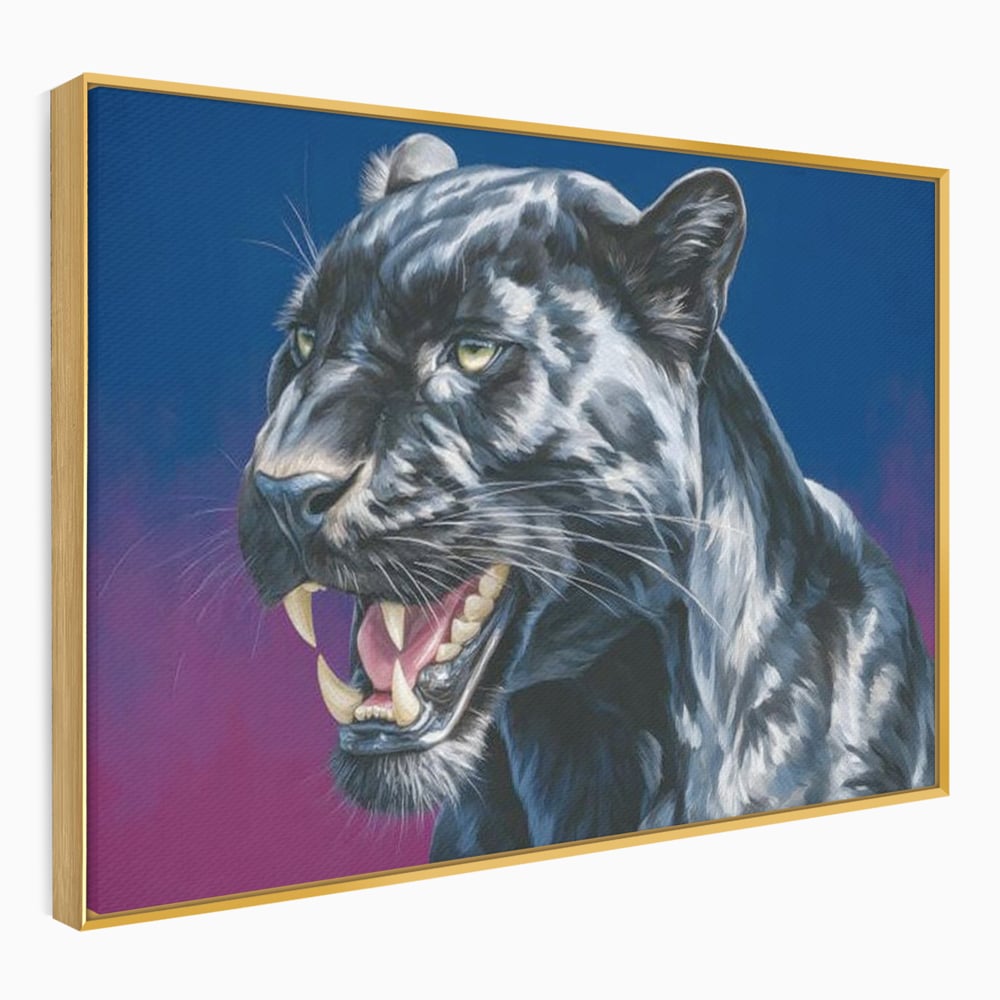 Leinwand Wandkunst Canvas Premium, LuxCanva® M1502, Königin der Schatten, Panther, Panther, Reißzähne, Bestie, Wild, Wildtier, Wild, Raget, Feline, Jäger, Schlafzimmer, Büro, Wohnzimmer, Kinderzimmer