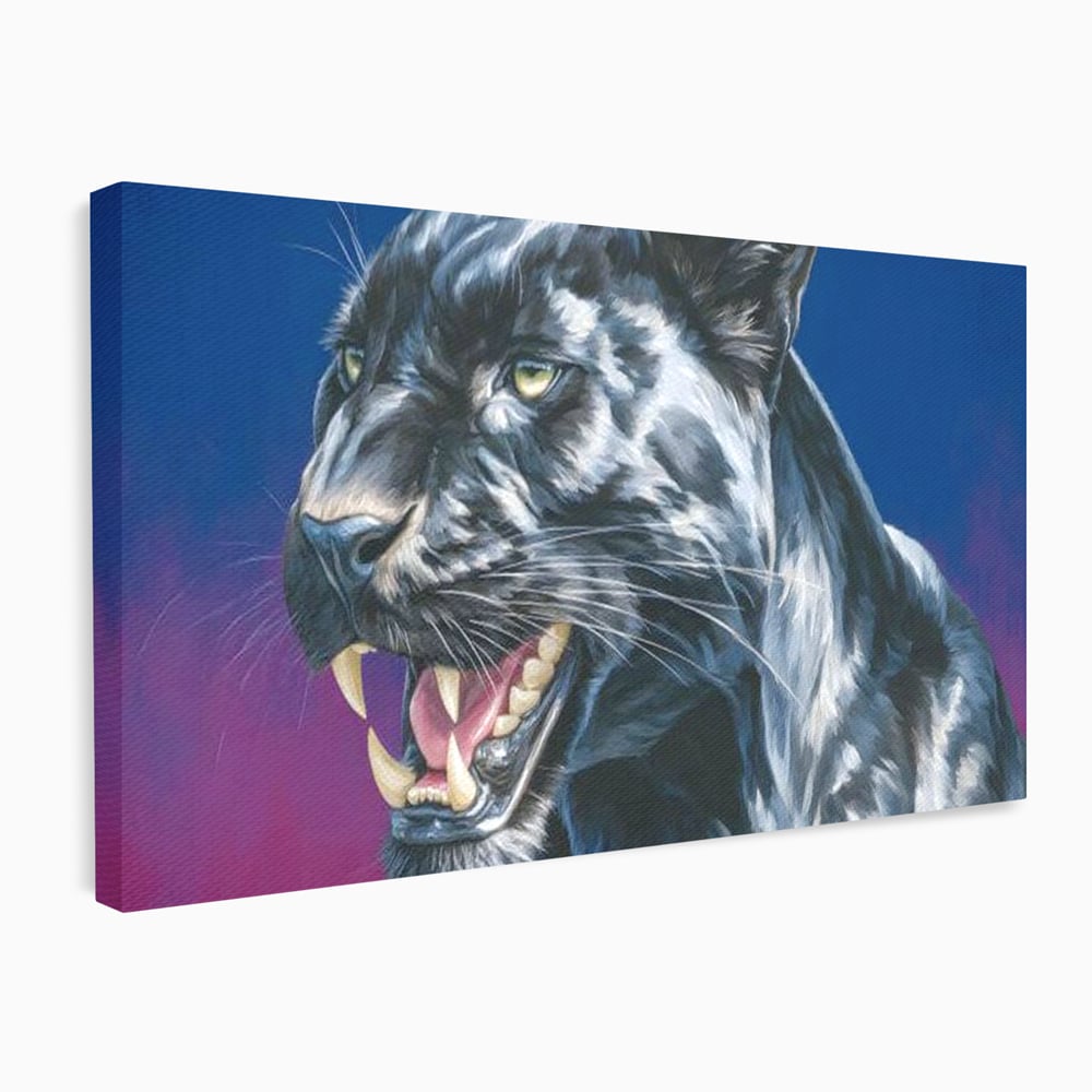 Leinwand Wandkunst Canvas Premium, LuxCanva® M1502, Königin der Schatten, Panther, Panther, Reißzähne, Bestie, Wild, Wildtier, Wild, Raget, Feline, Jäger, Schlafzimmer, Büro, Wohnzimmer, Kinderzimmer
