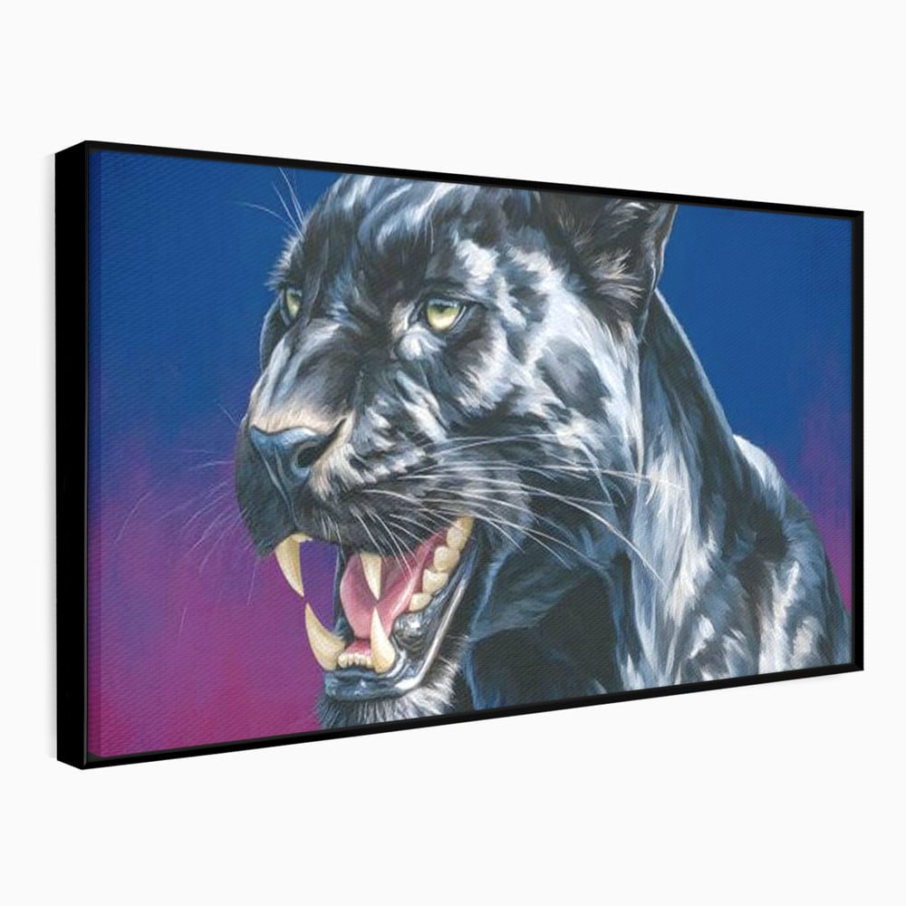 Leinwand Wandkunst Canvas Premium, LuxCanva® M1502, Königin der Schatten, Panther, Panther, Reißzähne, Bestie, Wild, Wildtier, Wild, Raget, Feline, Jäger, Schlafzimmer, Büro, Wohnzimmer, Kinderzimmer