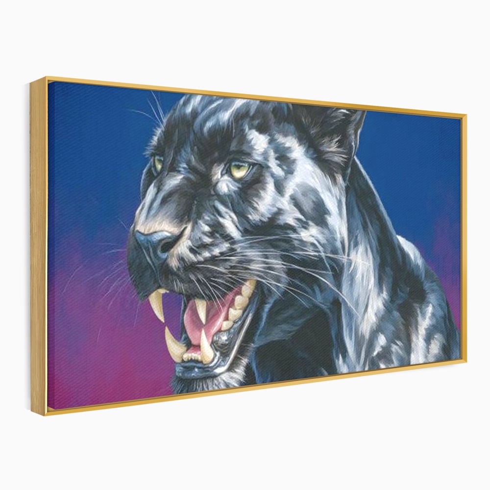 Leinwand Wandkunst Canvas Premium, LuxCanva® M1502, Königin der Schatten, Panther, Panther, Reißzähne, Bestie, Wild, Wildtier, Wild, Raget, Feline, Jäger, Schlafzimmer, Büro, Wohnzimmer, Kinderzimmer