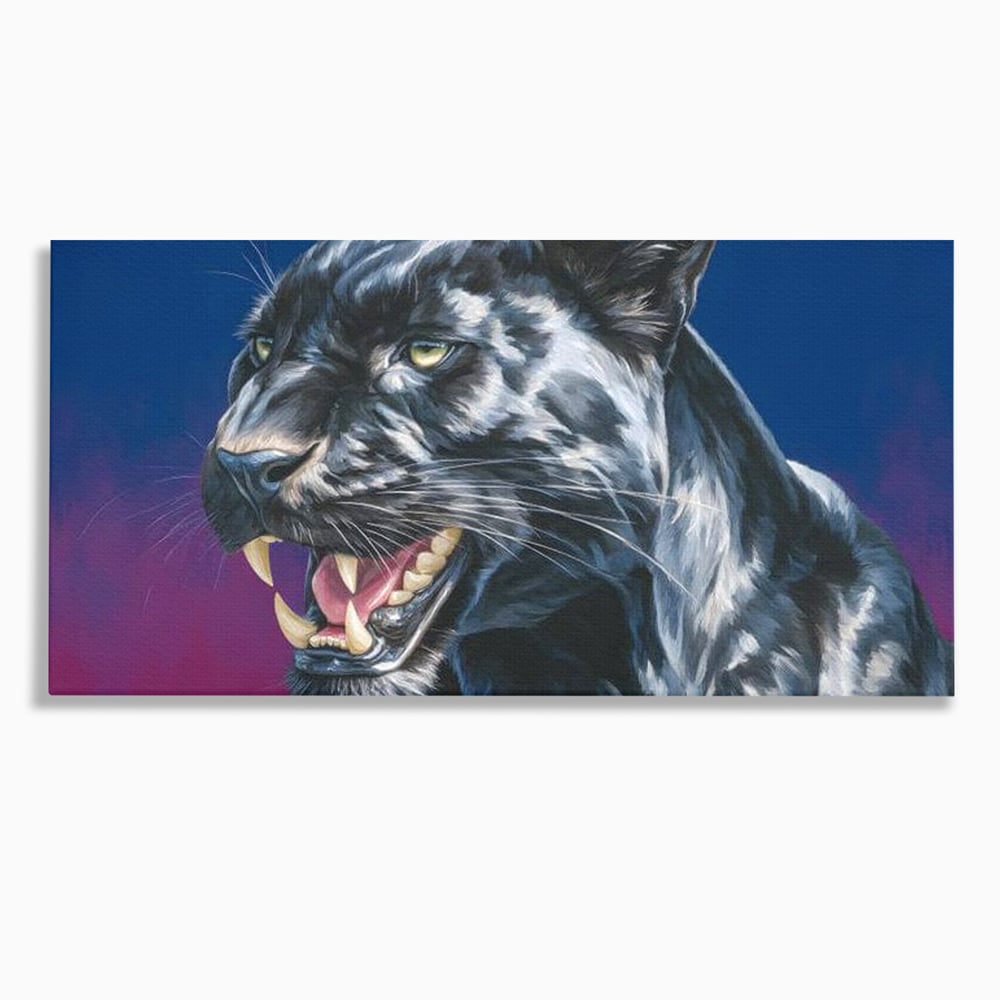 Leinwand Wandkunst Canvas Premium, LuxCanva® M1502, Königin der Schatten, Panther, Panther, Reißzähne, Bestie, Wild, Wildtier, Wild, Raget, Feline, Jäger, Schlafzimmer, Büro, Wohnzimmer, Kinderzimmer