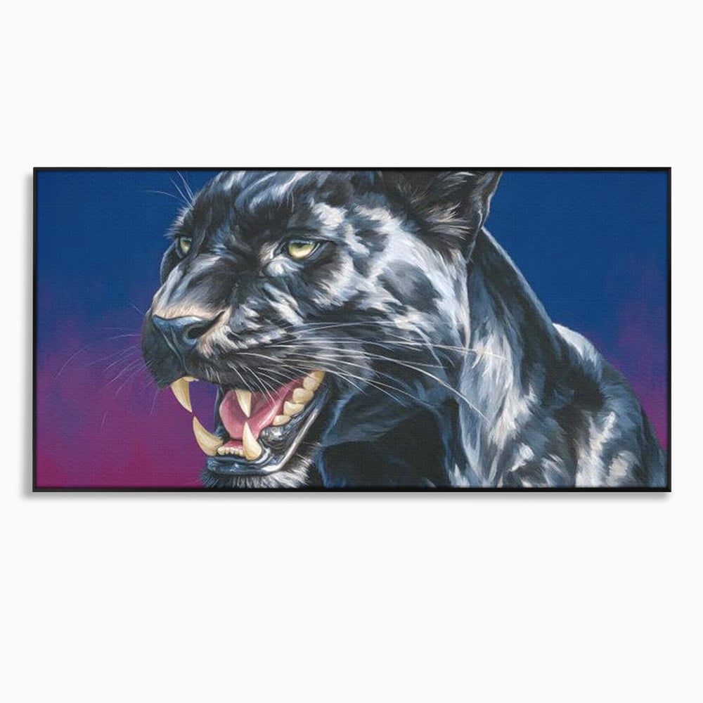 Leinwand Wandkunst Canvas Premium, LuxCanva® M1502, Königin der Schatten, Panther, Panther, Reißzähne, Bestie, Wild, Wildtier, Wild, Raget, Feline, Jäger, Schlafzimmer, Büro, Wohnzimmer, Kinderzimmer