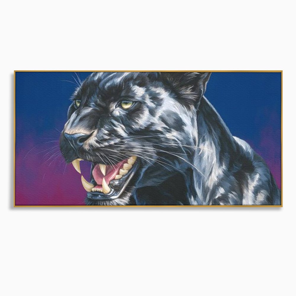 Leinwand Wandkunst Canvas Premium, LuxCanva® M1502, Königin der Schatten, Panther, Panther, Reißzähne, Bestie, Wild, Wildtier, Wild, Raget, Feline, Jäger, Schlafzimmer, Büro, Wohnzimmer, Kinderzimmer
