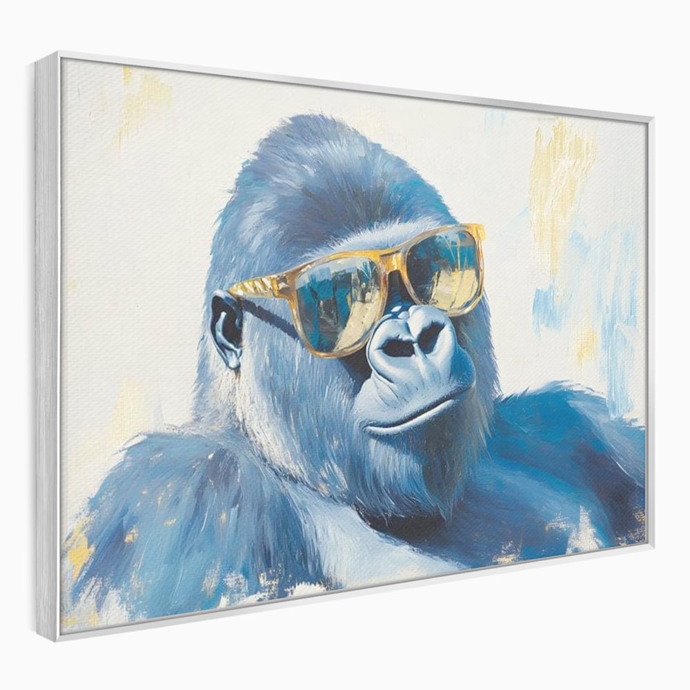 Tablou Canvas Premium, LuxCanva® M1503, Gorilla King, Gorila, Cool, Ochelari de Soare, Urban, Jungla, Vacanta, Auriu, Dormitor, Birou, Living, Camera Copil