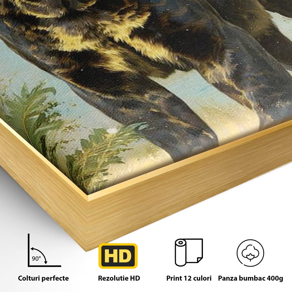 Tablou Canvas Premium, LuxCanva® M1506, Gheara Destinului, Pantera, Felina, Animal, Exotic, Negru, Auriu, Gratios, Puternic, Dormitor, Birou, Living, Camera Copil