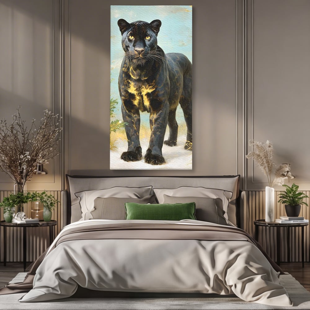 Tablou Canvas Premium, LuxCanva® M1506, Gheara Destinului, Pantera, Felina, Animal, Exotic, Negru, Auriu, Gratios, Puternic, Dormitor, Birou, Living, Camera Copil