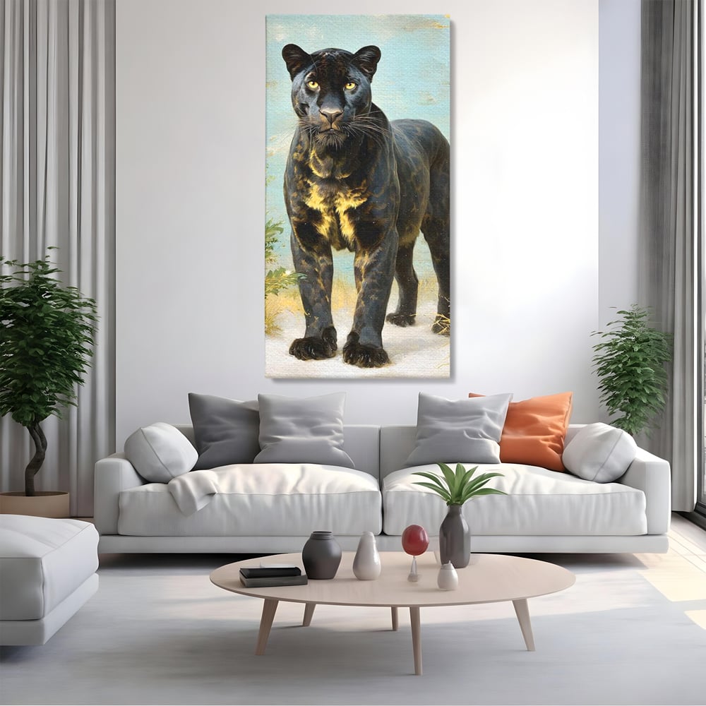 Tablou Canvas Premium, LuxCanva® M1506, Gheara Destinului, Pantera, Felina, Animal, Exotic, Negru, Auriu, Gratios, Puternic, Dormitor, Birou, Living, Camera Copil
