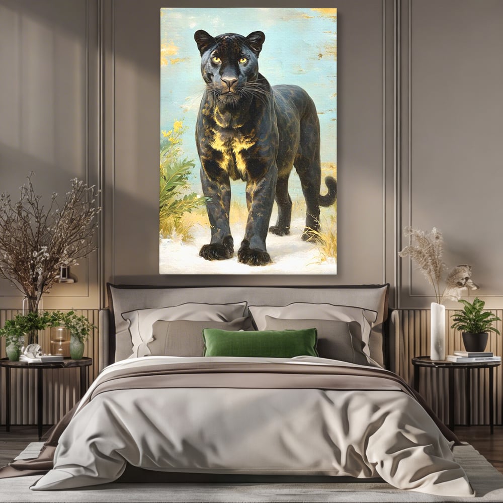 Tablou Canvas Premium, LuxCanva® M1506, Gheara Destinului, Pantera, Felina, Animal, Exotic, Negru, Auriu, Gratios, Puternic, Dormitor, Birou, Living, Camera Copil