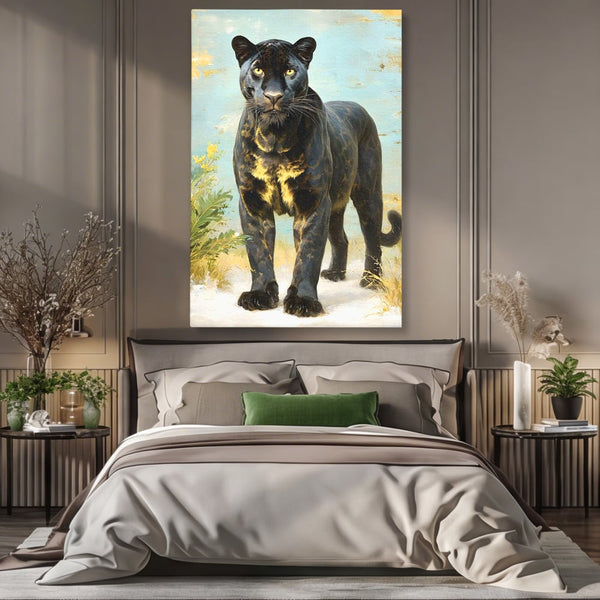 Tablou Canvas Premium, LuxCanva® M1506, Gheara Destinului, Pantera, Felina, Animal, Exotic, Negru, Auriu, Gratios, Puternic, Dormitor, Birou, Living, Camera Copil