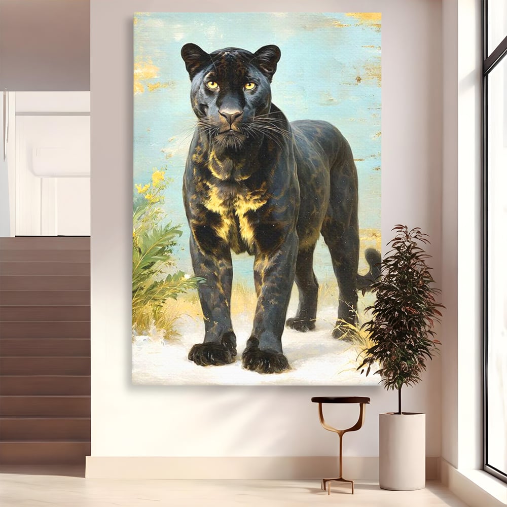 Tablou Canvas Premium, LuxCanva® M1506, Gheara Destinului, Pantera, Felina, Animal, Exotic, Negru, Auriu, Gratios, Puternic, Dormitor, Birou, Living, Camera Copil