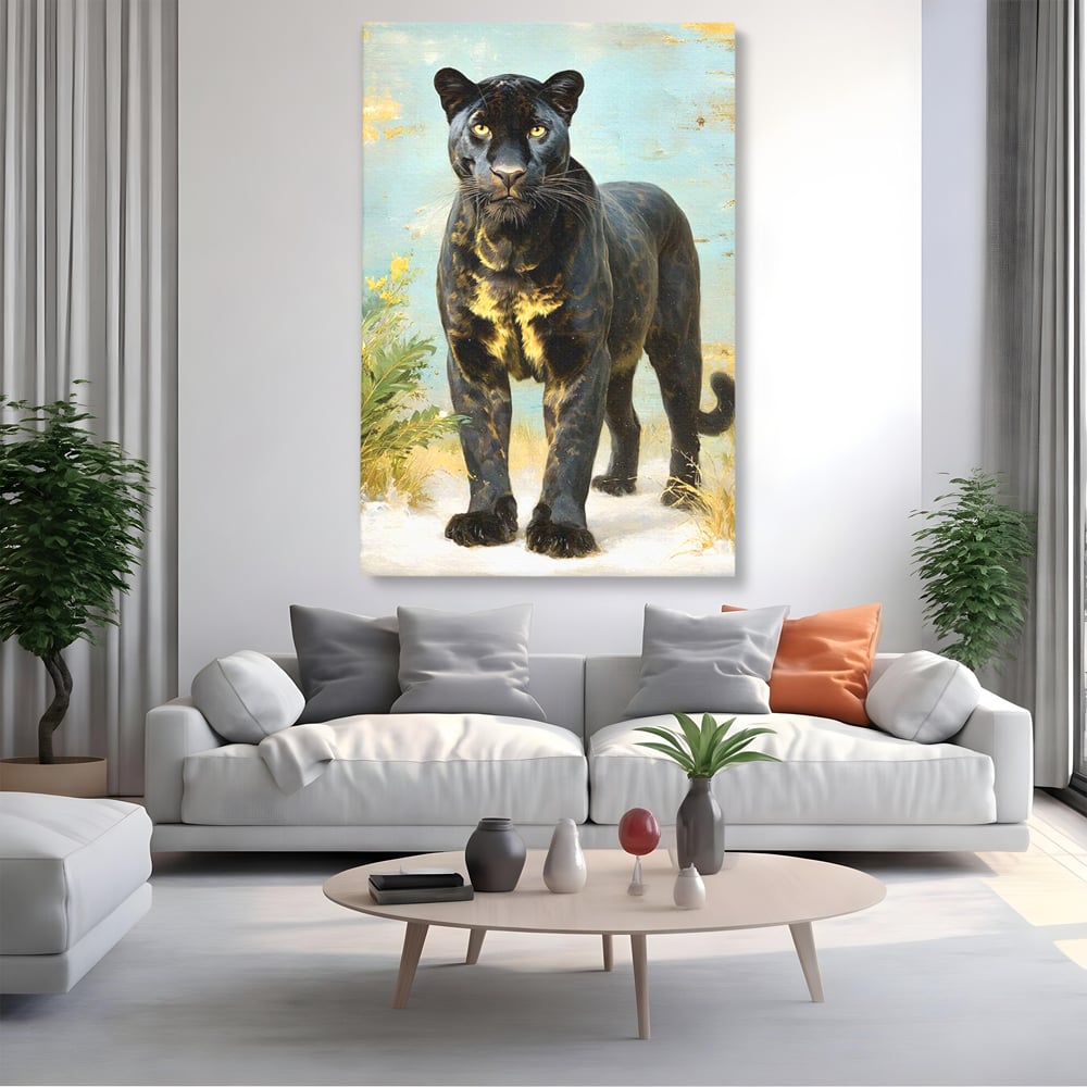 Tablou Canvas Premium, LuxCanva® M1506, Gheara Destinului, Pantera, Felina, Animal, Exotic, Negru, Auriu, Gratios, Puternic, Dormitor, Birou, Living, Camera Copil