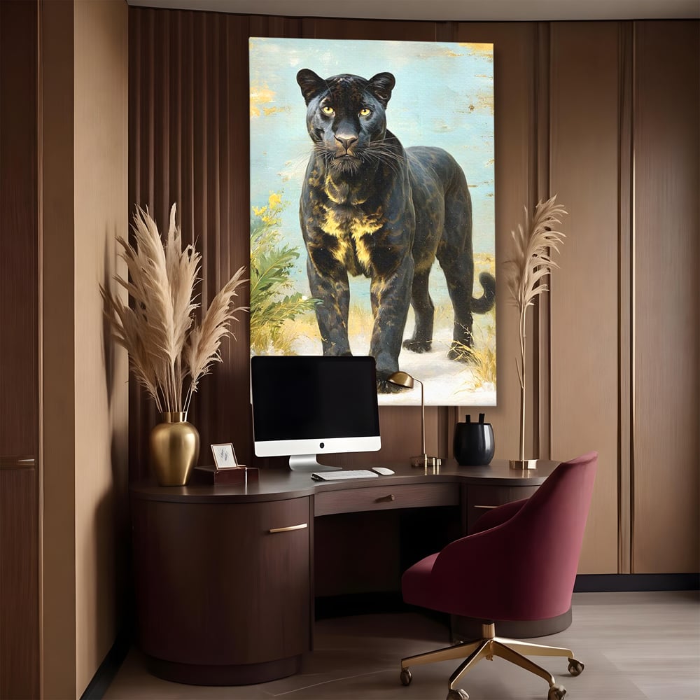 Tablou Canvas Premium, LuxCanva® M1506, Gheara Destinului, Pantera, Felina, Animal, Exotic, Negru, Auriu, Gratios, Puternic, Dormitor, Birou, Living, Camera Copil