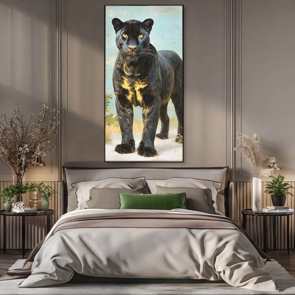 Tablou Canvas Premium, LuxCanva® M1506, Gheara Destinului, Pantera, Felina, Animal, Exotic, Negru, Auriu, Gratios, Puternic, Dormitor, Birou, Living, Camera Copil