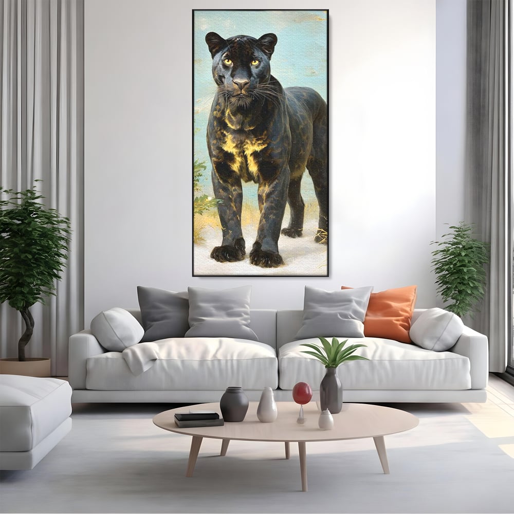 Tablou Canvas Premium, LuxCanva® M1506, Gheara Destinului, Pantera, Felina, Animal, Exotic, Negru, Auriu, Gratios, Puternic, Dormitor, Birou, Living, Camera Copil
