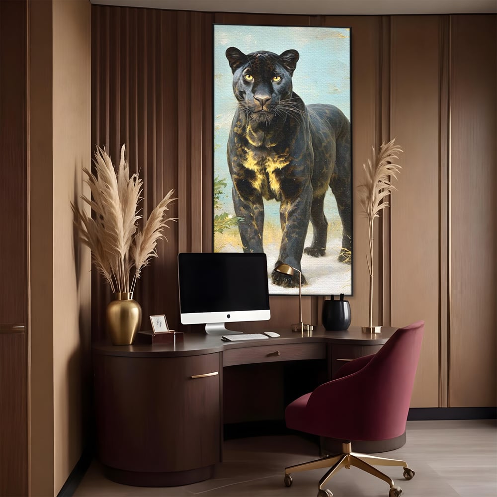 Tablou Canvas Premium, LuxCanva® M1506, Gheara Destinului, Pantera, Felina, Animal, Exotic, Negru, Auriu, Gratios, Puternic, Dormitor, Birou, Living, Camera Copil